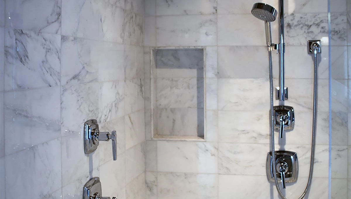 White Carrara shower